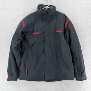 Salomon Jacket Mens Large Gray Red Ski Snowboard Winter Insulated Coat